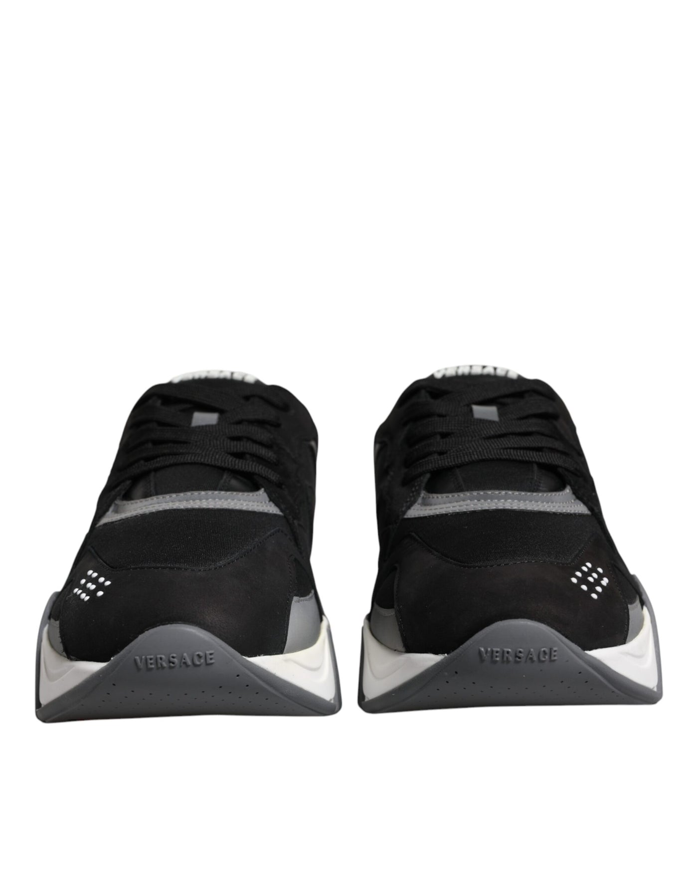 Baskets basses épaisses Versace en cuir noir et néoprène Squalo Shoes