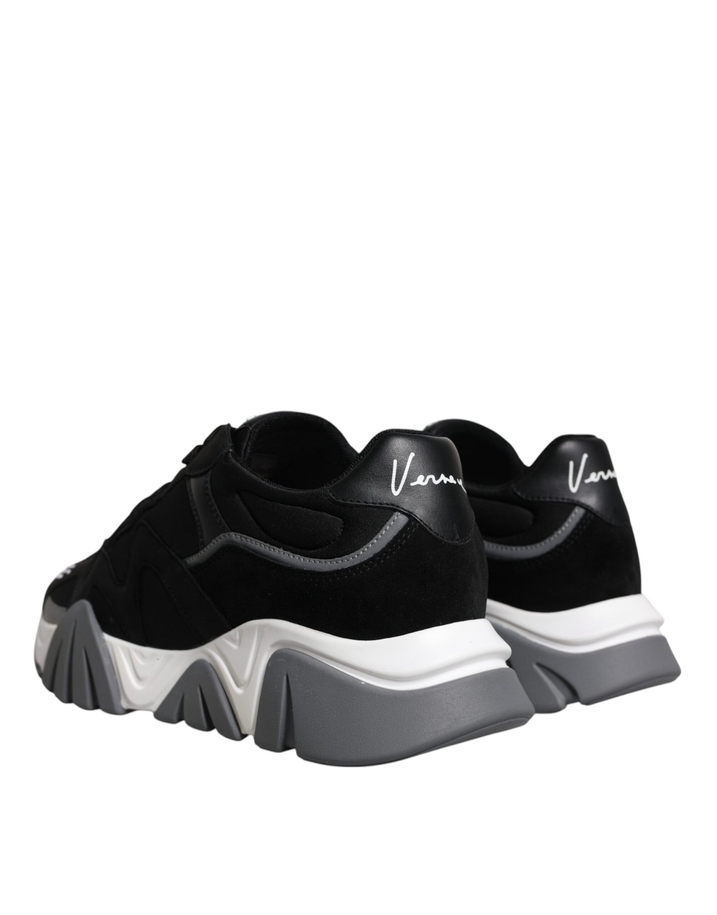 Baskets basses épaisses Versace en cuir noir et néoprène Squalo Shoes