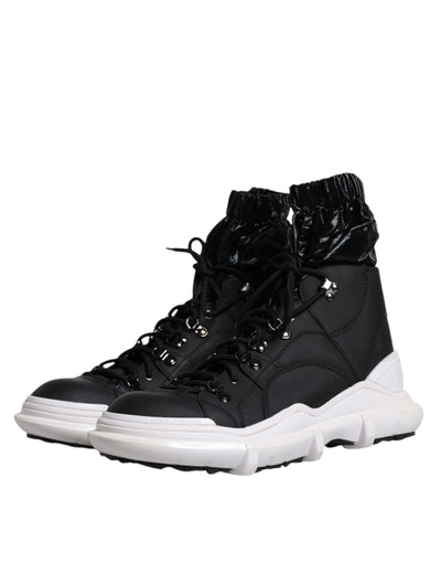 Dolce &amp; Gabbana Zwarte Nylon Galileo High Top Sneakers Schoenen