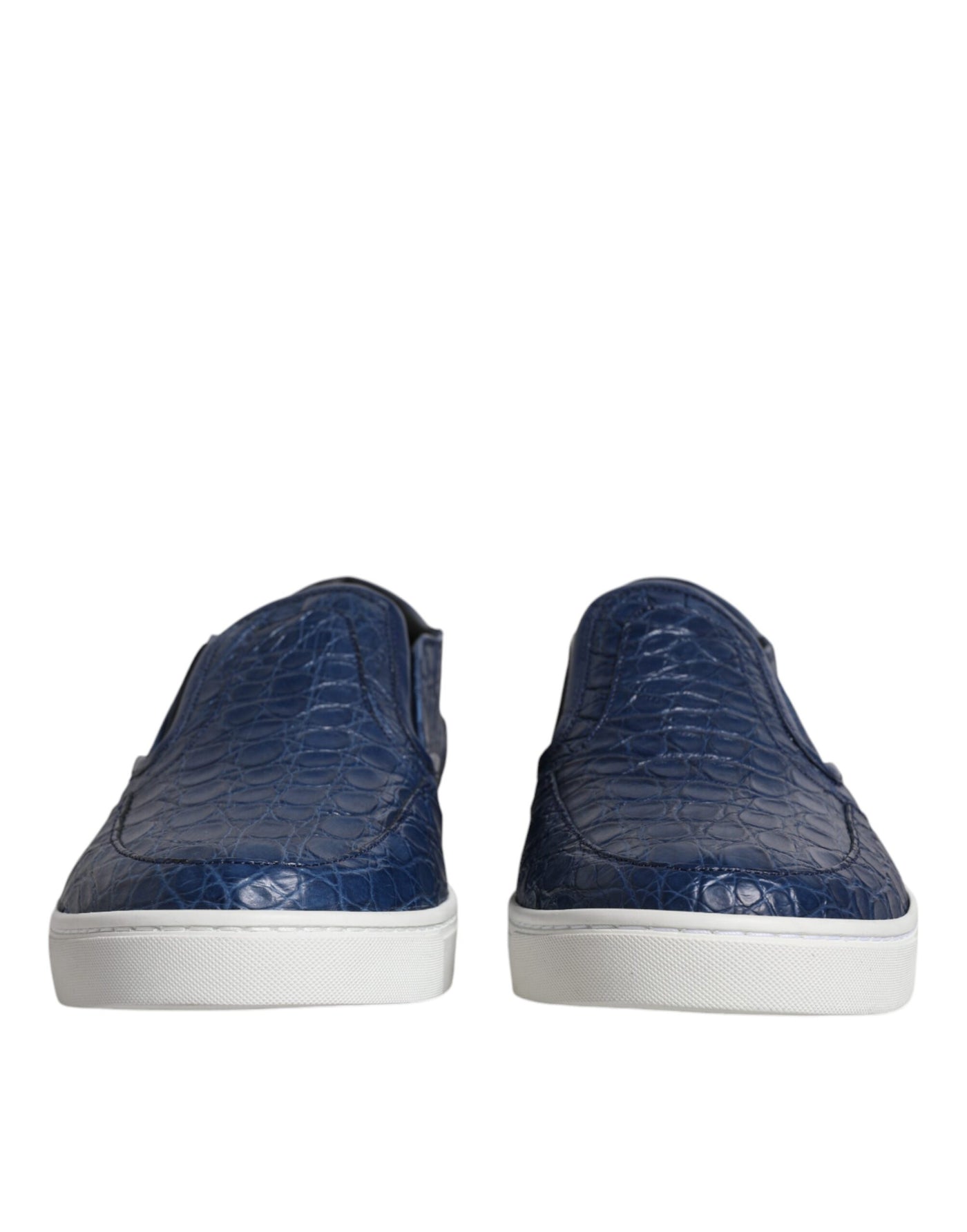 Dolce &amp; Gabbana Blauwe Croc Exotische Leren Heren Sneakers