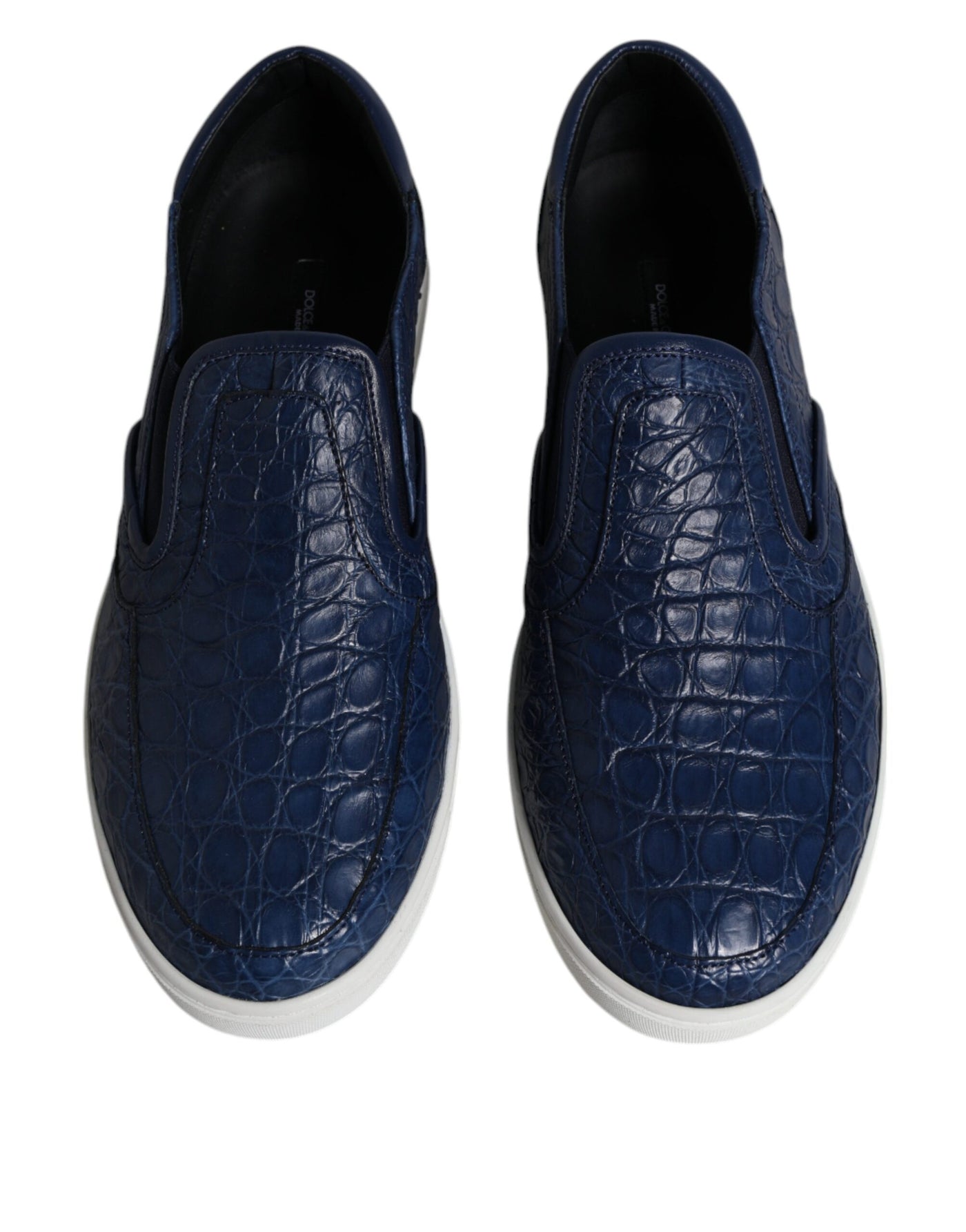 Dolce &amp; Gabbana Blauwe Croc Exotische Leren Heren Sneakers