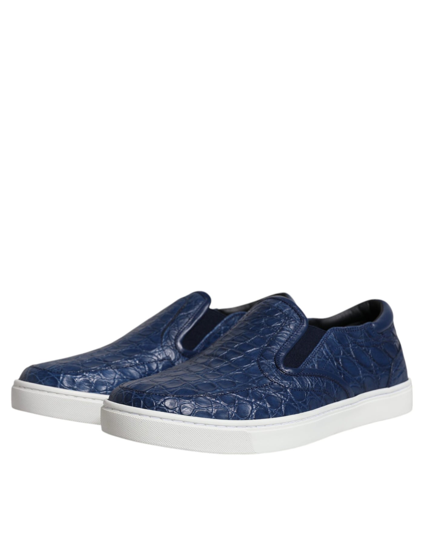 Dolce &amp; Gabbana Blauwe Croc Exotische Leren Heren Sneakers