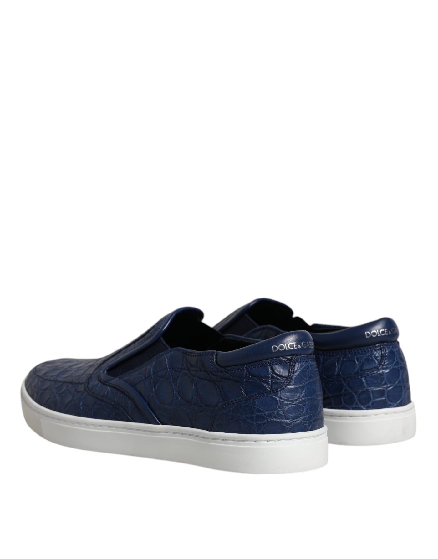 Dolce &amp; Gabbana Blauwe Croc Exotische Leren Heren Sneakers