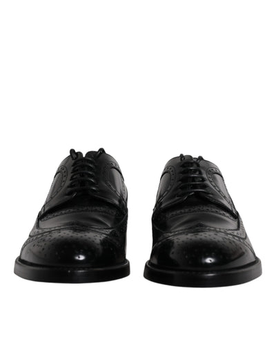 Dolce &amp; Gabbana Zwarte Leren Derby Wingtip Formele Schoenen