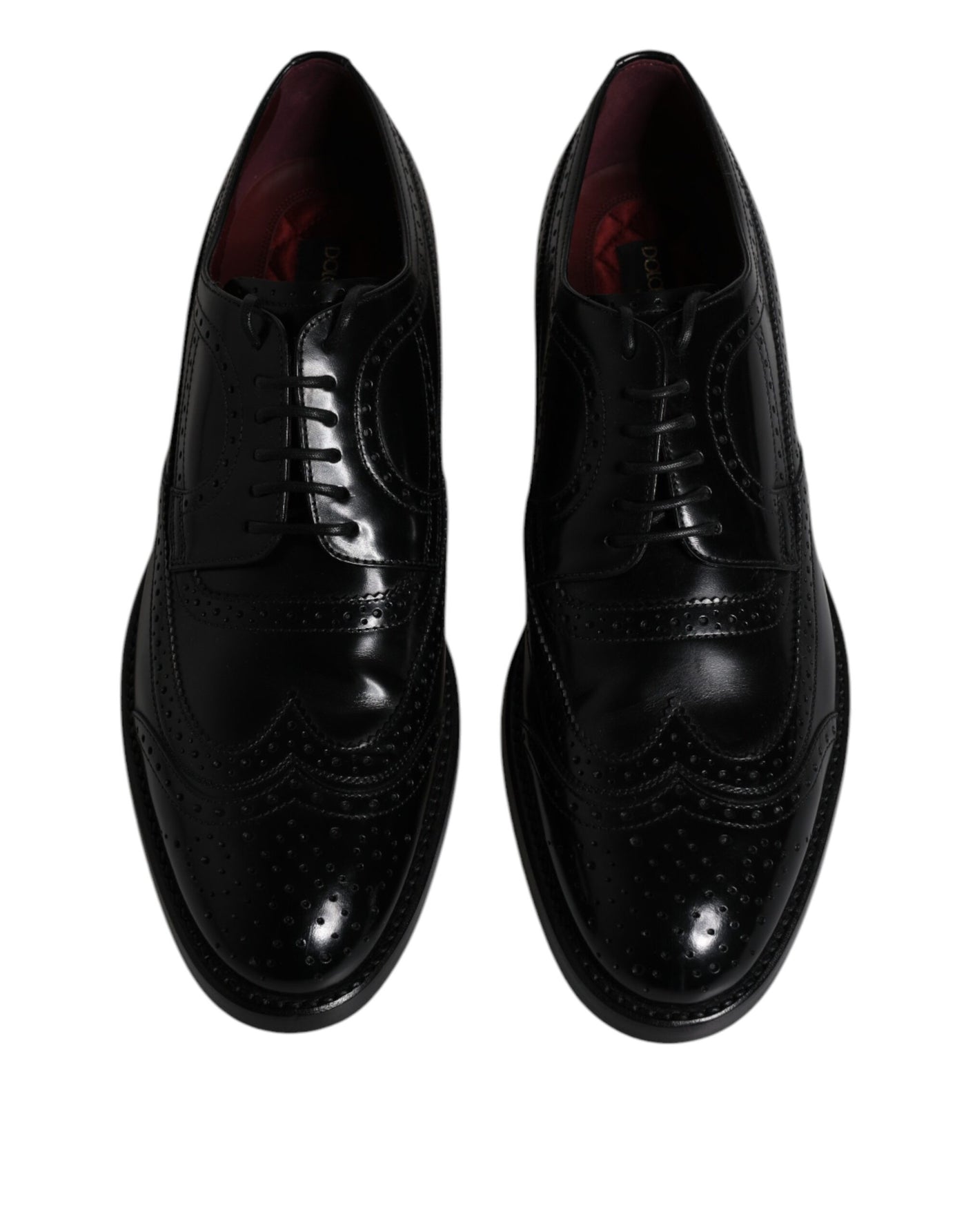 Dolce &amp; Gabbana Zwarte Leren Derby Wingtip Formele Schoenen