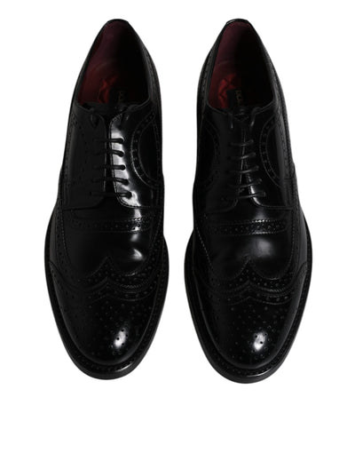 Dolce &amp; Gabbana Zwarte Leren Derby Wingtip Formele Schoenen