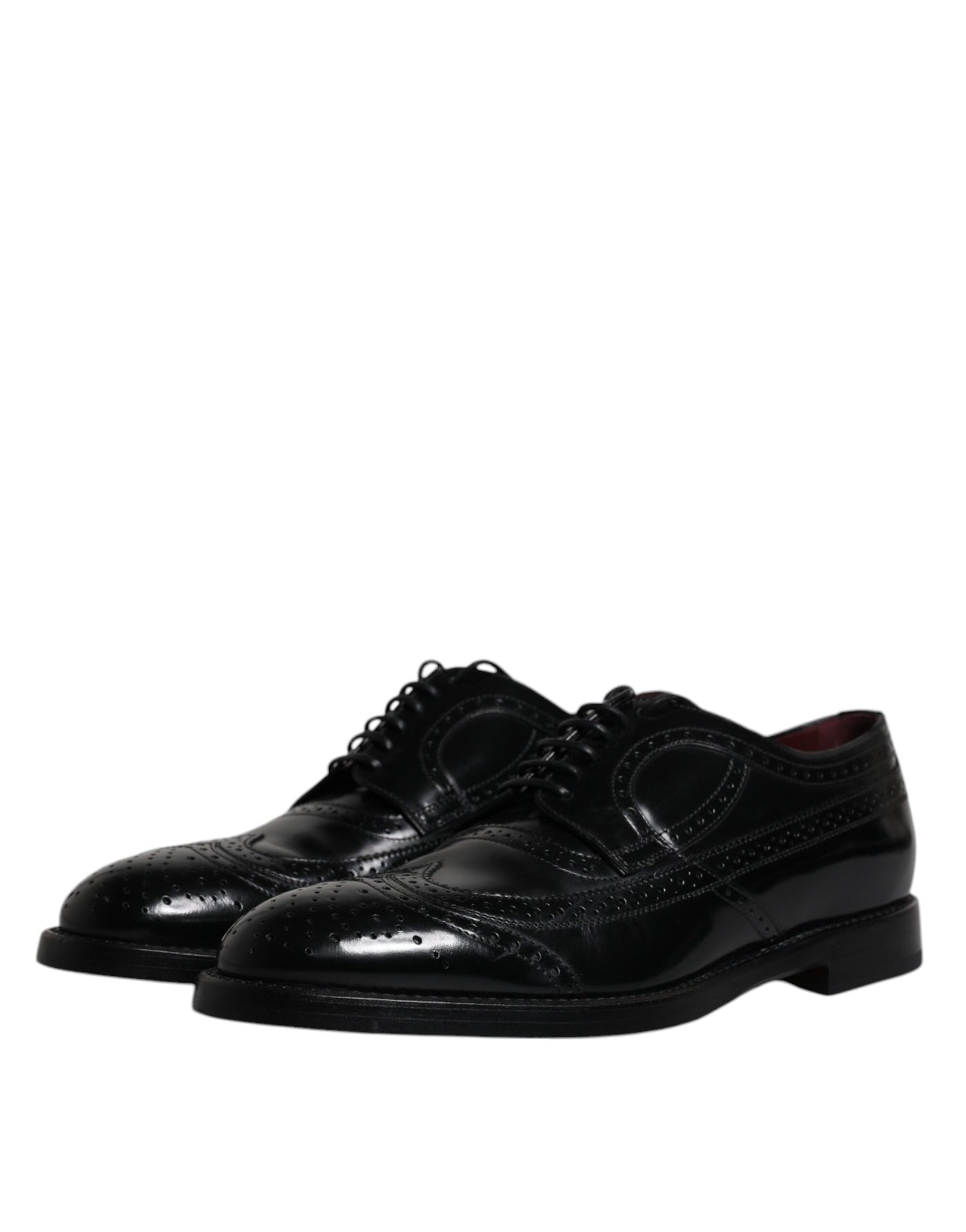 Dolce &amp; Gabbana Zwarte Leren Derby Wingtip Formele Schoenen
