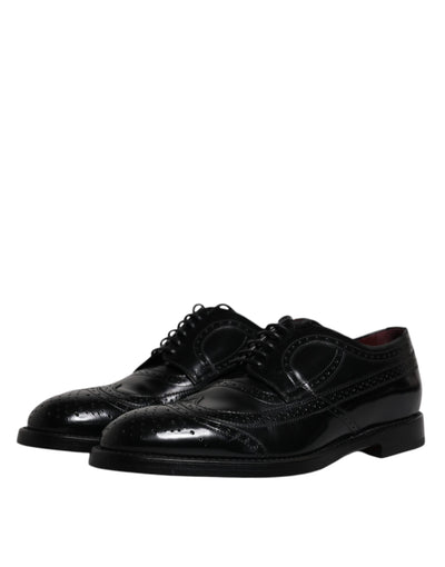 Dolce &amp; Gabbana Zwarte Leren Derby Wingtip Formele Schoenen