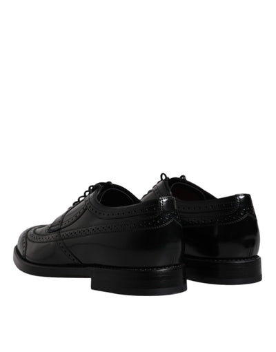 Dolce &amp; Gabbana Zwarte Leren Derby Wingtip Formele Schoenen