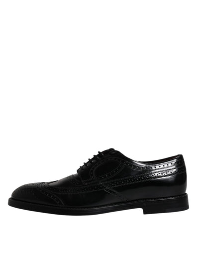 Dolce &amp; Gabbana Zwarte Leren Derby Wingtip Formele Schoenen