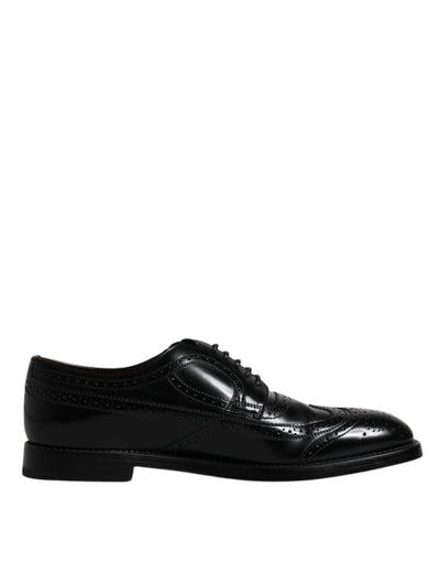 Dolce &amp; Gabbana Zwarte Leren Derby Wingtip Formele Schoenen