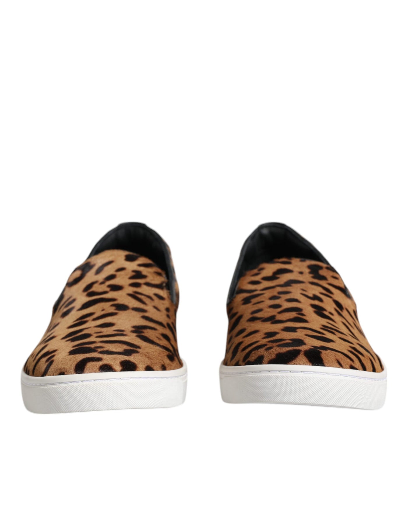 Dolce &amp; Gabbana Bruine Kalfsleren Bont Luipaard Heren Sneakers Schoenen
