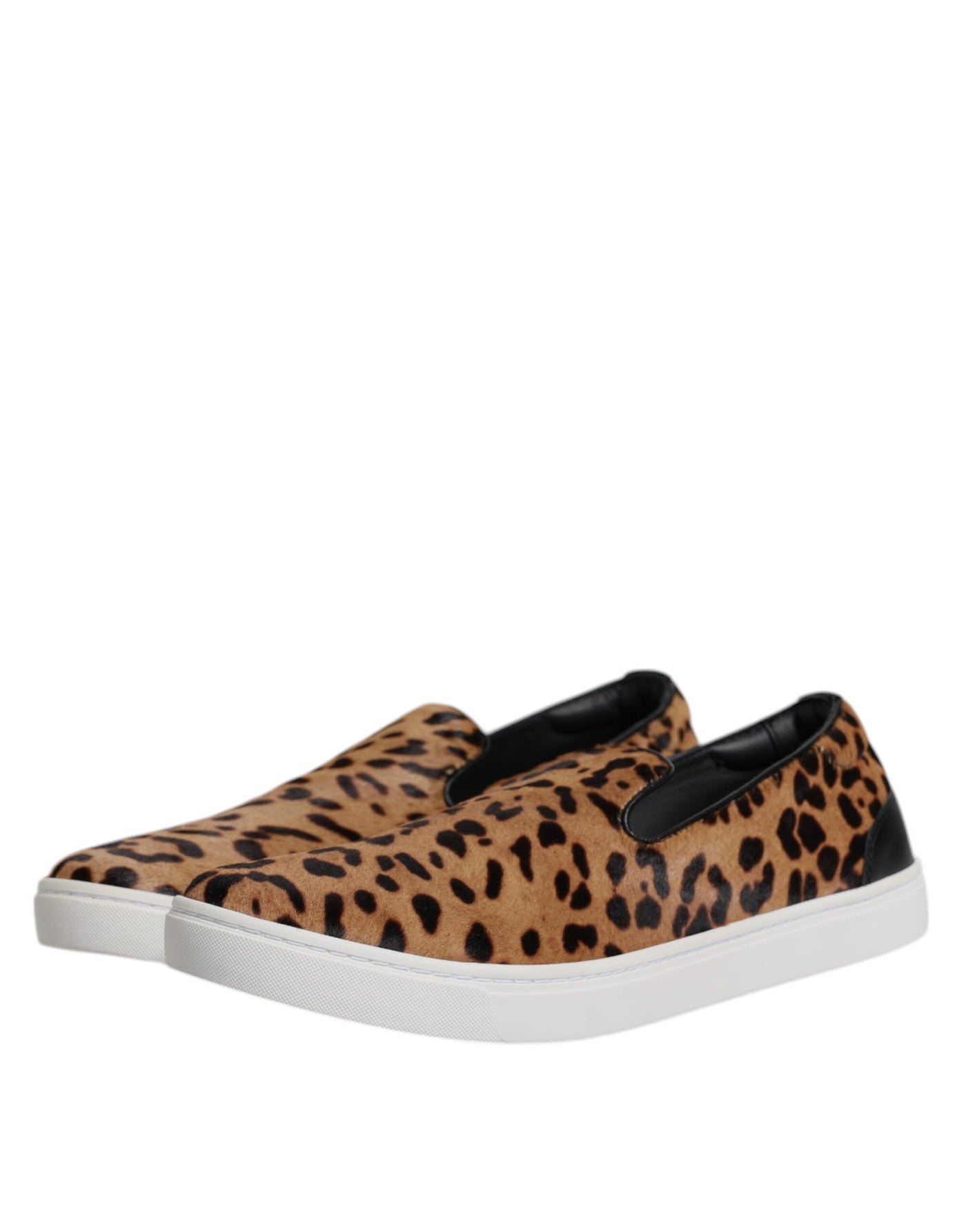 Dolce &amp; Gabbana Bruine Kalfsleren Bont Luipaard Heren Sneakers Schoenen