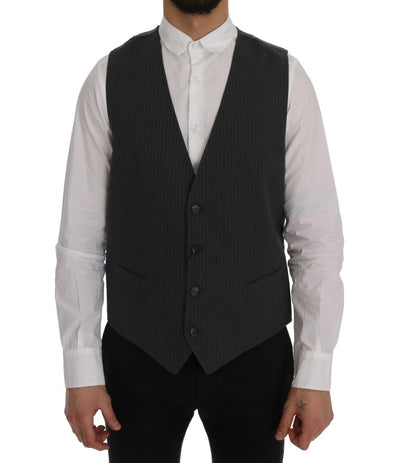 Dolce &amp; Gabbana grijs STAFF katoenen gestreept vest
