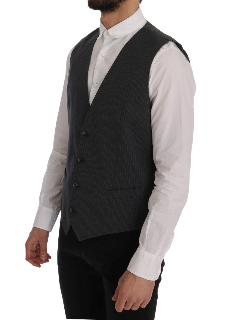 Dolce &amp; Gabbana grijs STAFF katoenen gestreept vest