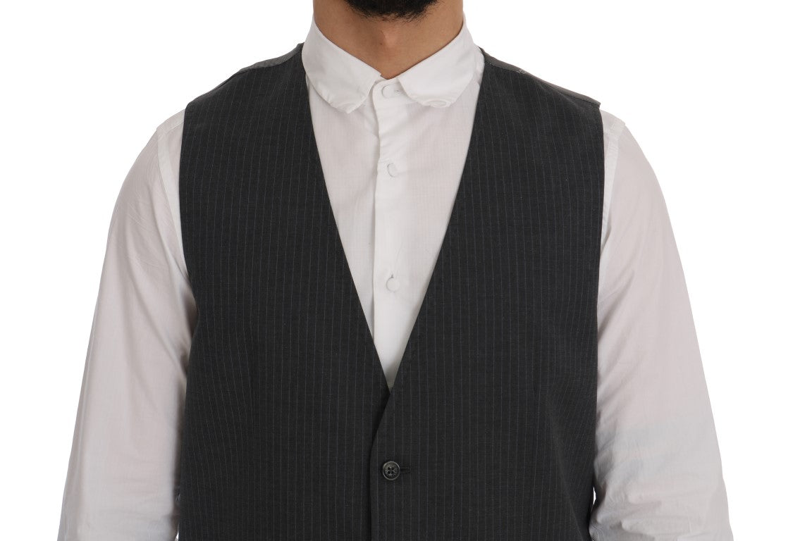 Dolce &amp; Gabbana grijs STAFF katoenen gestreept vest