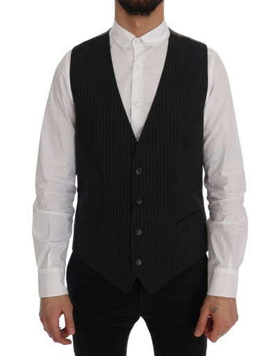 Dolce &amp; Gabbana grijs STAFF katoenen gestreept vest