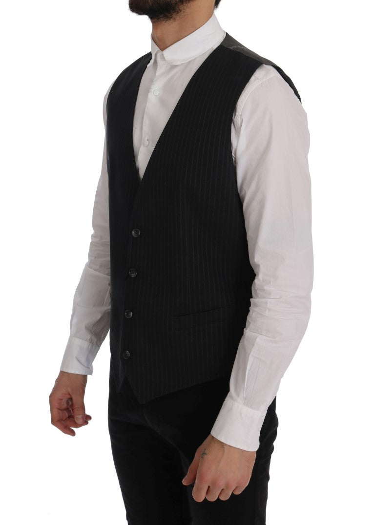 Dolce &amp; Gabbana grijs STAFF katoenen gestreept vest