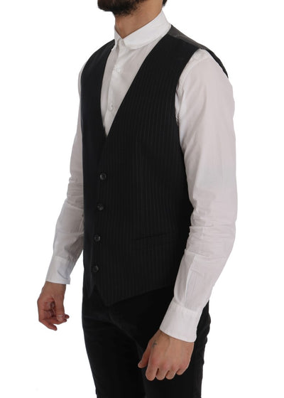Dolce &amp; Gabbana grijs STAFF katoenen gestreept vest