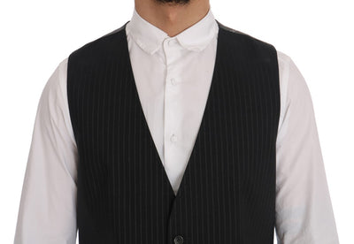 Dolce &amp; Gabbana grijs STAFF katoenen gestreept vest