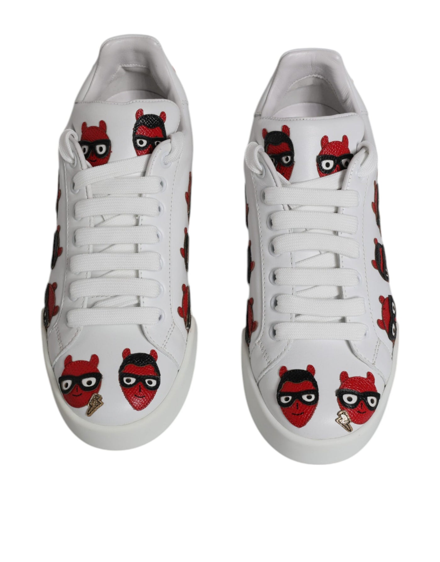 Dolce &amp; Gabbana White Devil Face Portofino Sneakers Schoenen