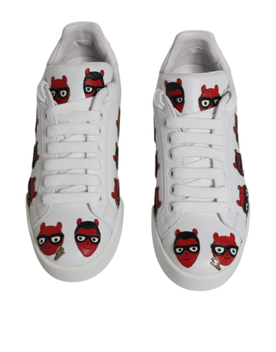 Dolce &amp; Gabbana White Devil Face Portofino Sneakers Schoenen