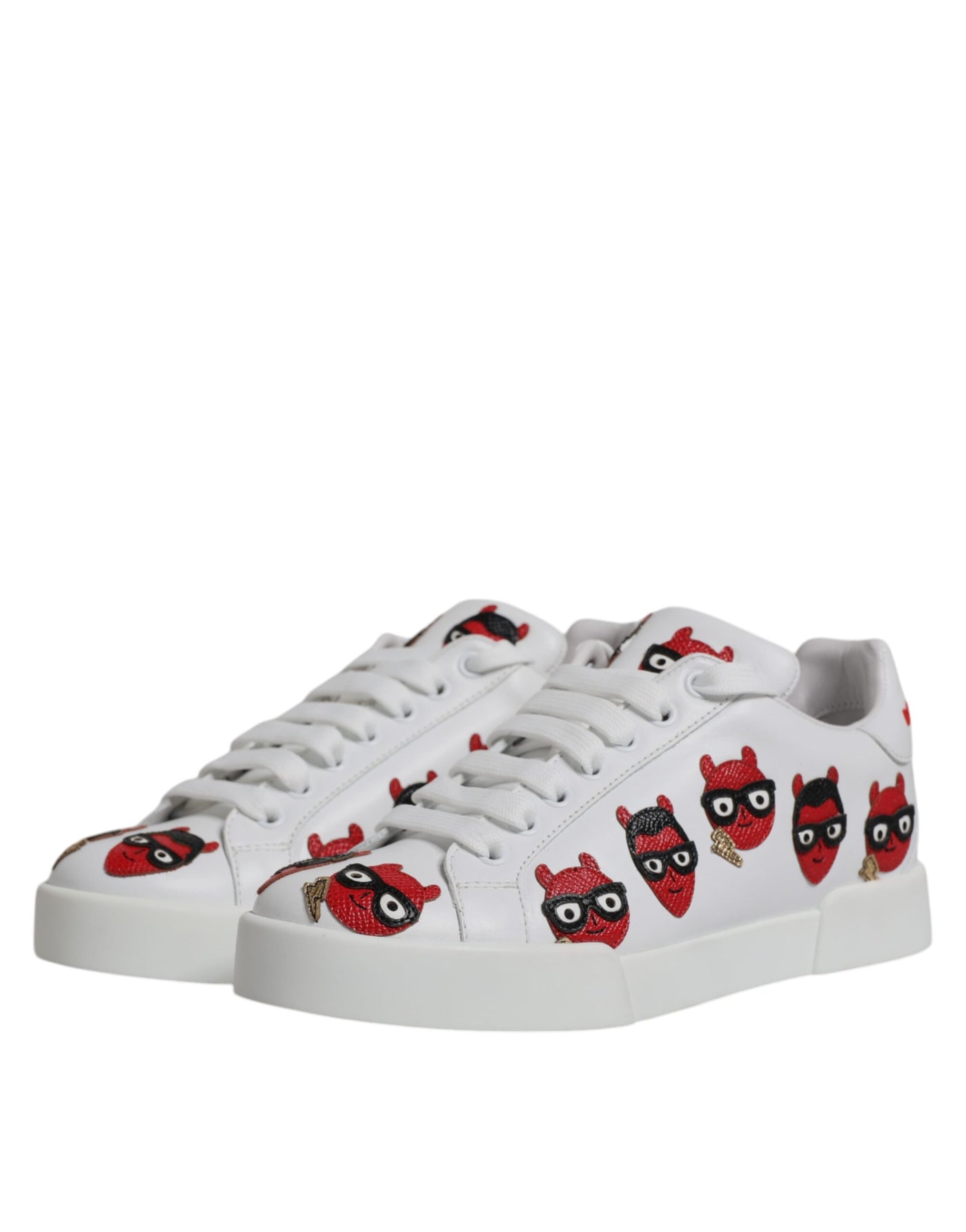 Dolce &amp; Gabbana White Devil Face Portofino Sneakers Schoenen