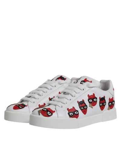 Dolce &amp; Gabbana White Devil Face Portofino Sneakers Schoenen