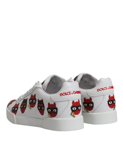 Dolce &amp; Gabbana White Devil Face Portofino Sneakers Schoenen