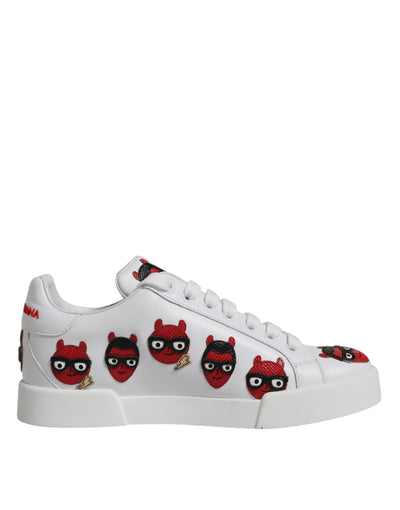 Dolce &amp; Gabbana White Devil Face Portofino Sneakers Schoenen