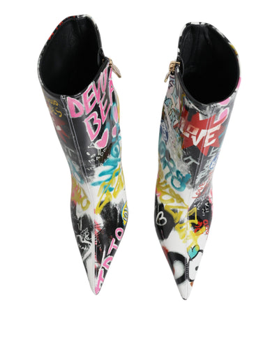 Bottes mi-mollet Dolce &amp; Gabbana multicolores à motif graffiti Keira