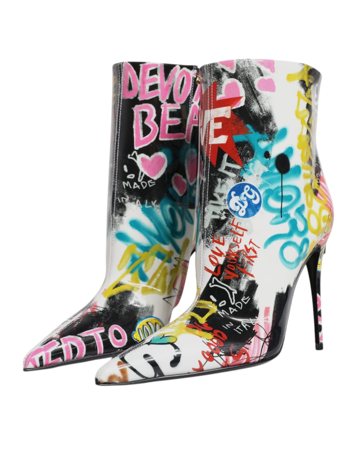 Bottes mi-mollet Dolce &amp; Gabbana multicolores à motif graffiti Keira