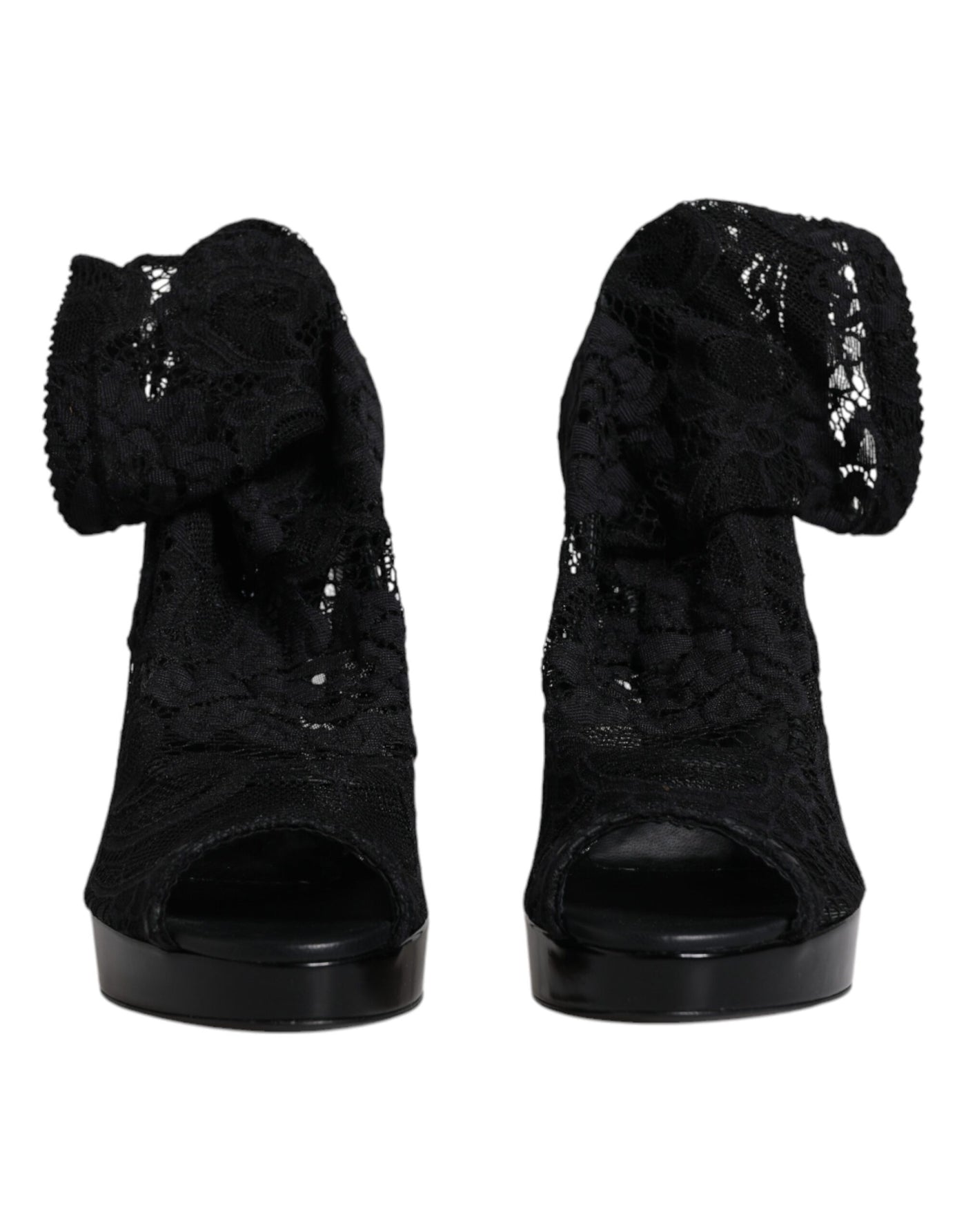 Bottes en dentelle extensible noires Taormina de Dolce &amp; Gabbana