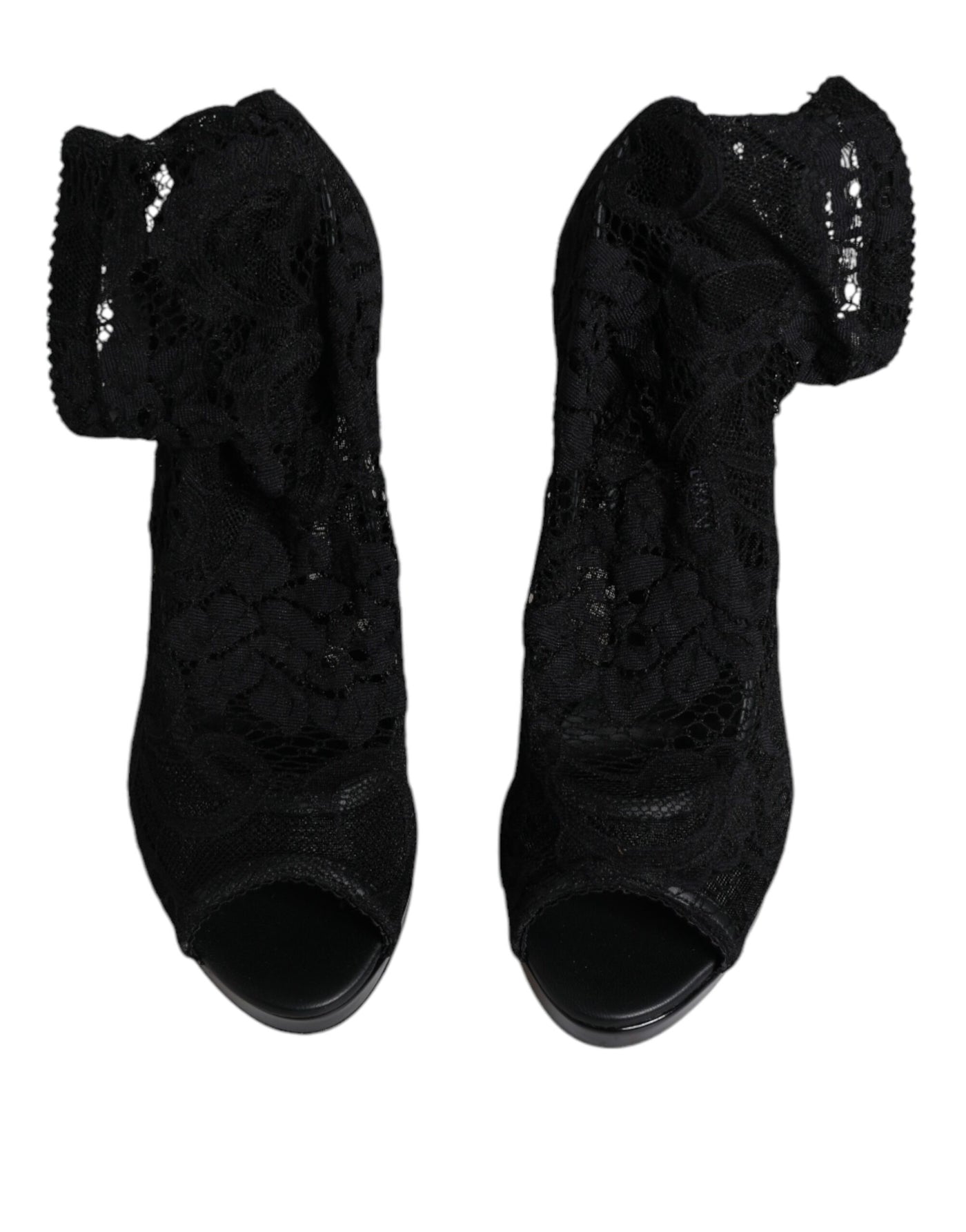 Bottes en dentelle extensible noires Taormina de Dolce &amp; Gabbana