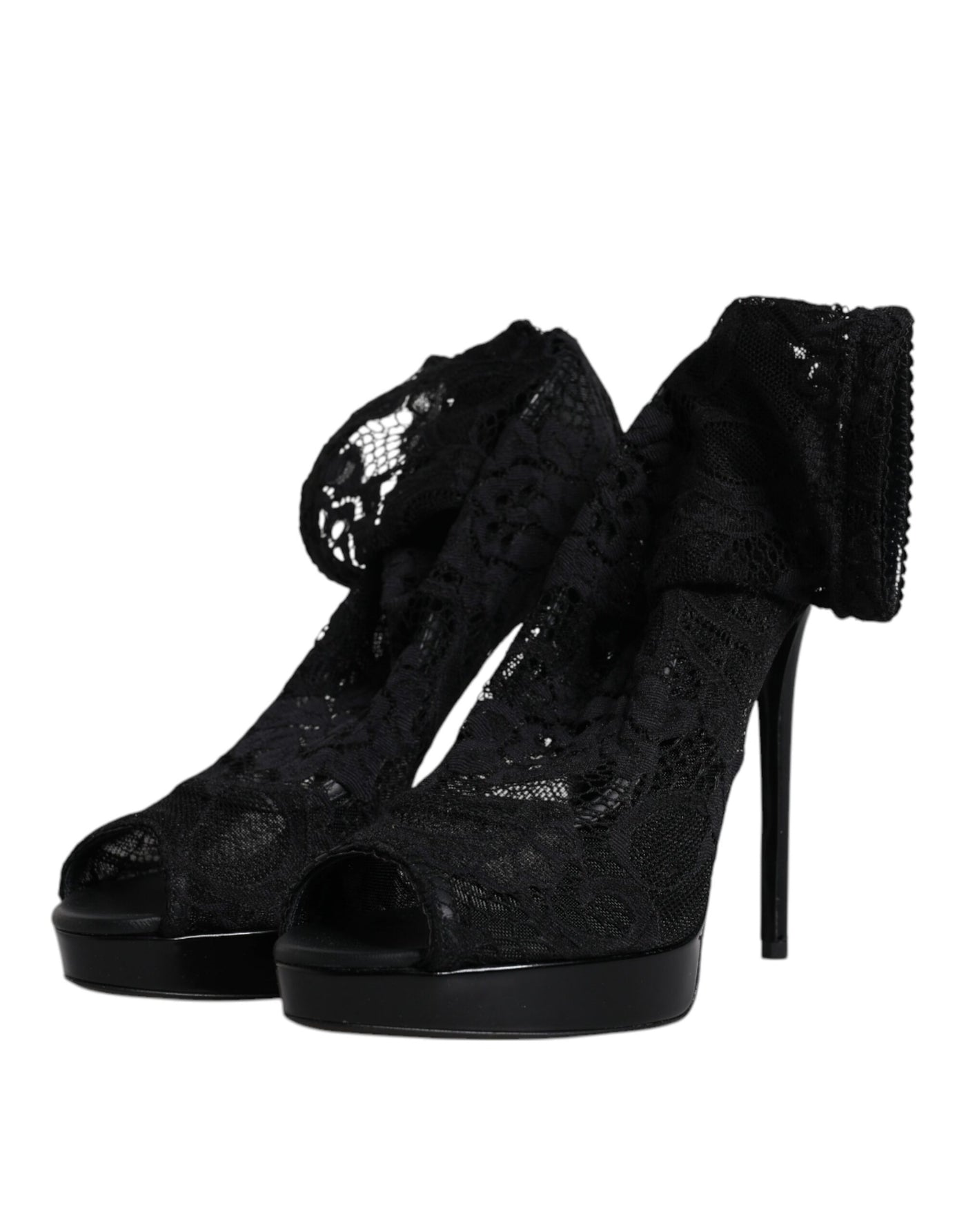 Bottes en dentelle extensible noires Taormina de Dolce &amp; Gabbana