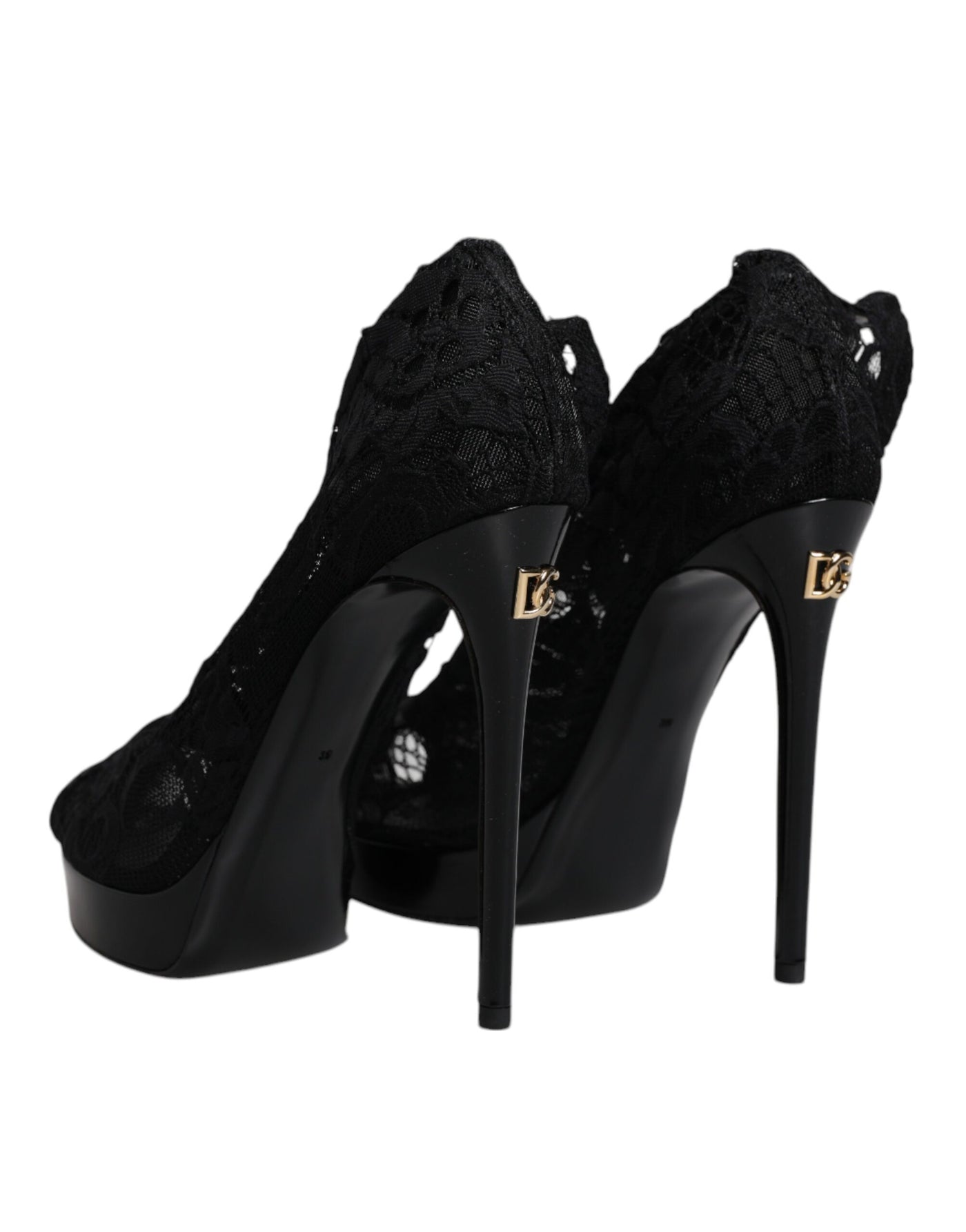 Bottes en dentelle extensible noires Taormina de Dolce &amp; Gabbana