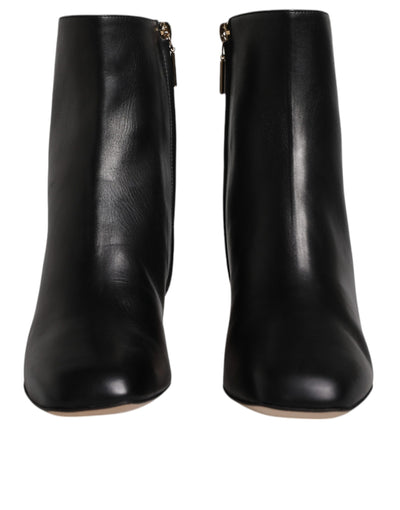 Bottes mi-mollet en cuir noir Jackie de Dolce &amp; Gabbana