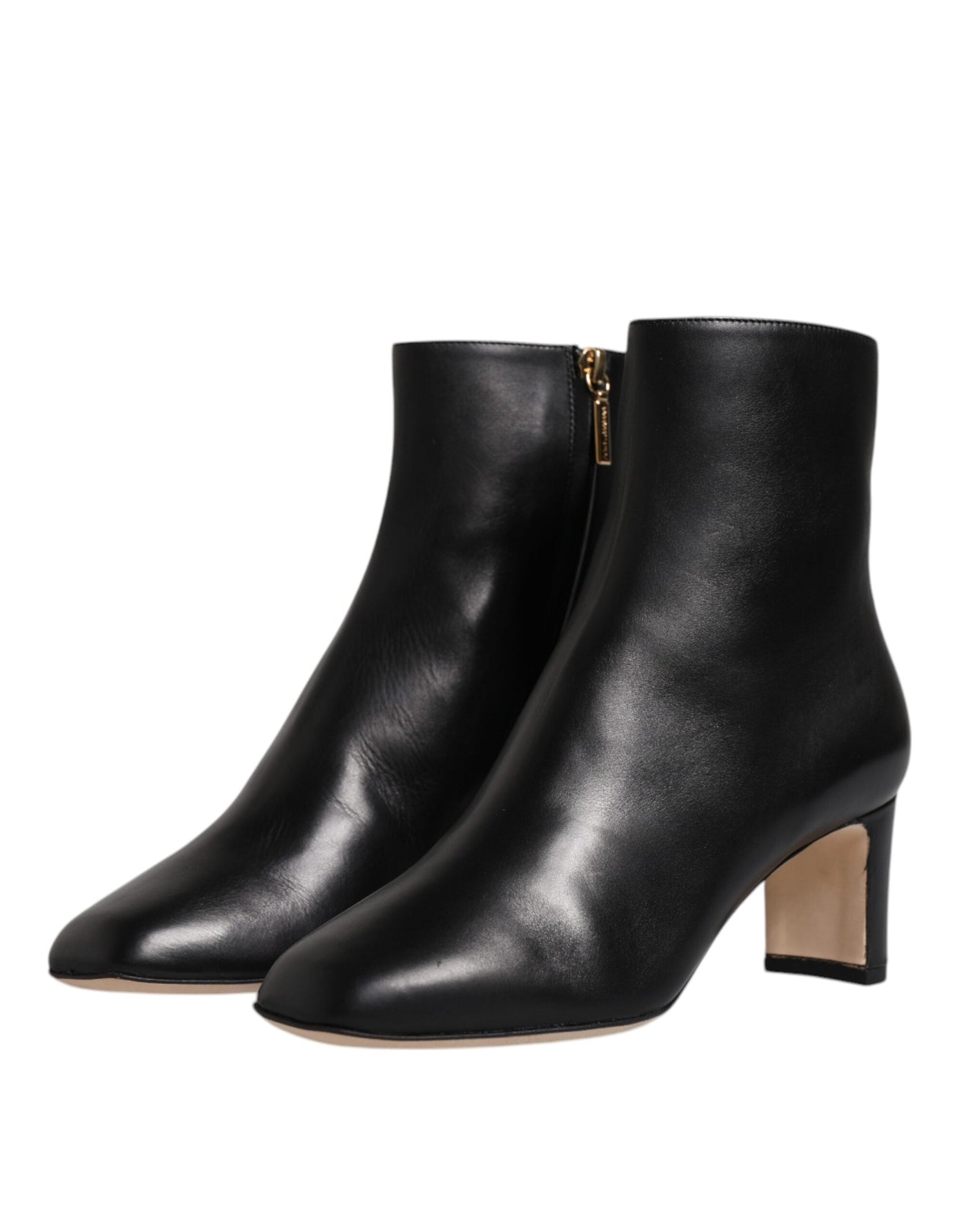 Bottes mi-mollet en cuir noir Jackie de Dolce &amp; Gabbana
