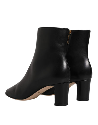 Bottes mi-mollet en cuir noir Jackie de Dolce &amp; Gabbana