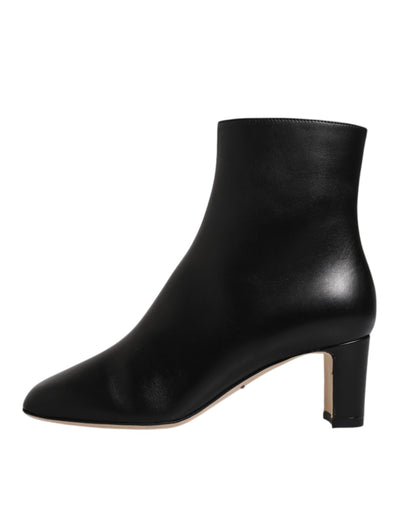 Bottes mi-mollet en cuir noir Jackie de Dolce &amp; Gabbana