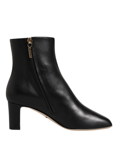 Bottes mi-mollet en cuir noir Jackie de Dolce &amp; Gabbana