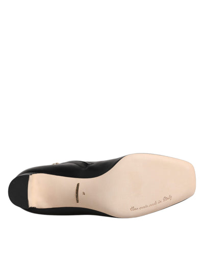 Bottes mi-mollet en cuir noir Jackie de Dolce &amp; Gabbana