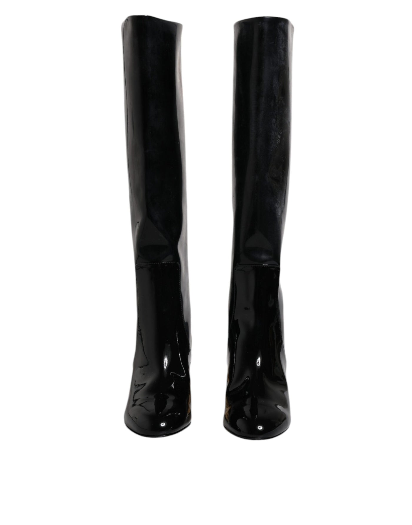 Bottes hautes Vally en cuir verni noir Dolce &amp; Gabbana