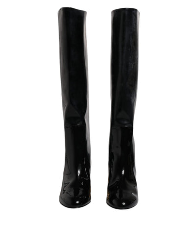 Bottes hautes Vally en cuir verni noir Dolce &amp; Gabbana