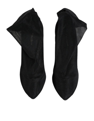 Bottes chaussettes en maille extensible noire en soie Dolce &amp; Gabbana