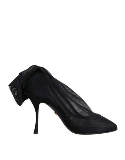 Bottes chaussettes en maille extensible noire en soie Dolce &amp; Gabbana