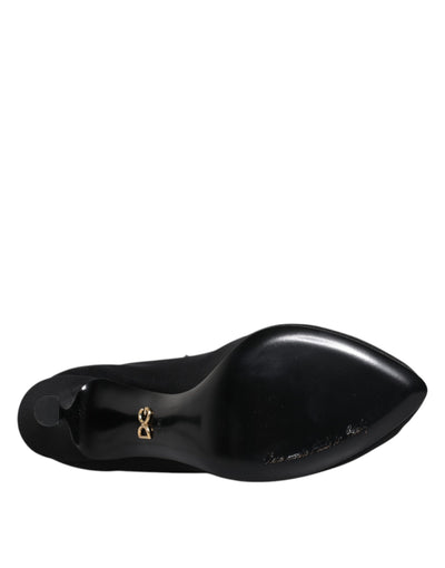 Bottes chaussettes en maille extensible noire en soie Dolce &amp; Gabbana