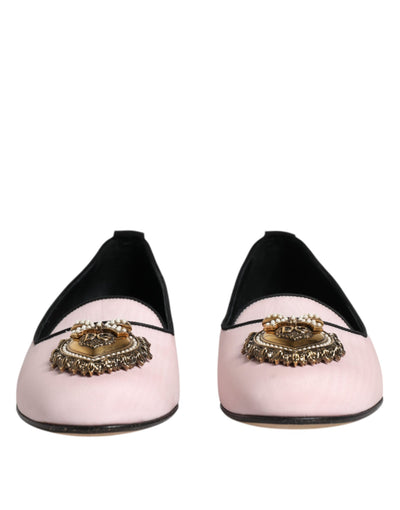 Dolce &amp; Gabbana lichtroze fluwelen instappers instappers