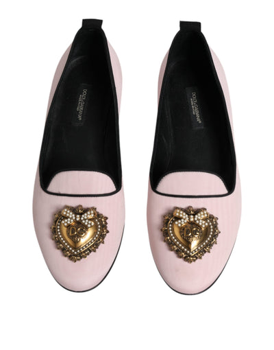Dolce &amp; Gabbana lichtroze fluwelen instappers instappers