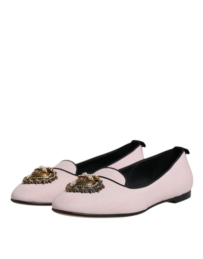 Dolce &amp; Gabbana lichtroze fluwelen instappers instappers